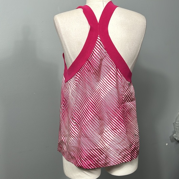 Theory 100% silk pink striped racerback tank top size M - Picture 3 of 14